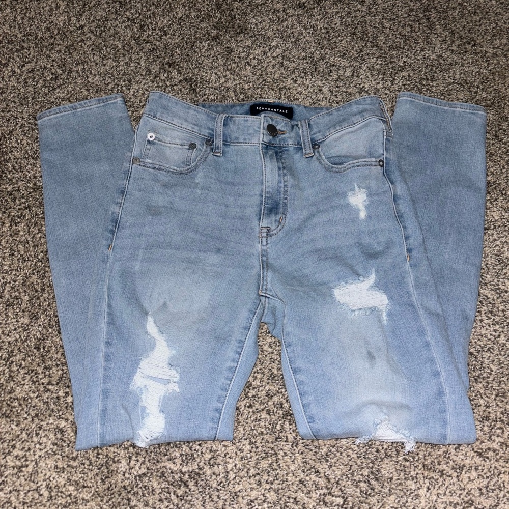 Aeropostale Light Blue Distressed Skinny Jeans